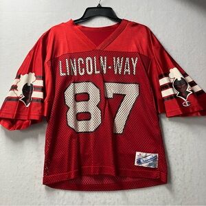 Vintage 90’s High School Red Mesh Size Medium Football Jersey Lincolnway Knights